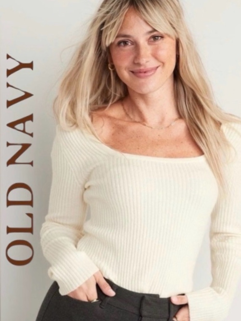 3X Old Navy | Fitted Cropped Square-Neck Rib-Knit Sweater, New With Tags